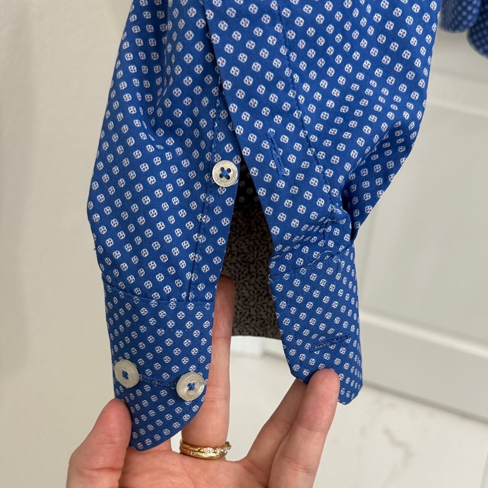 Bugatchi Men's Blue Patterned Button-Down Shirt S… - image 5